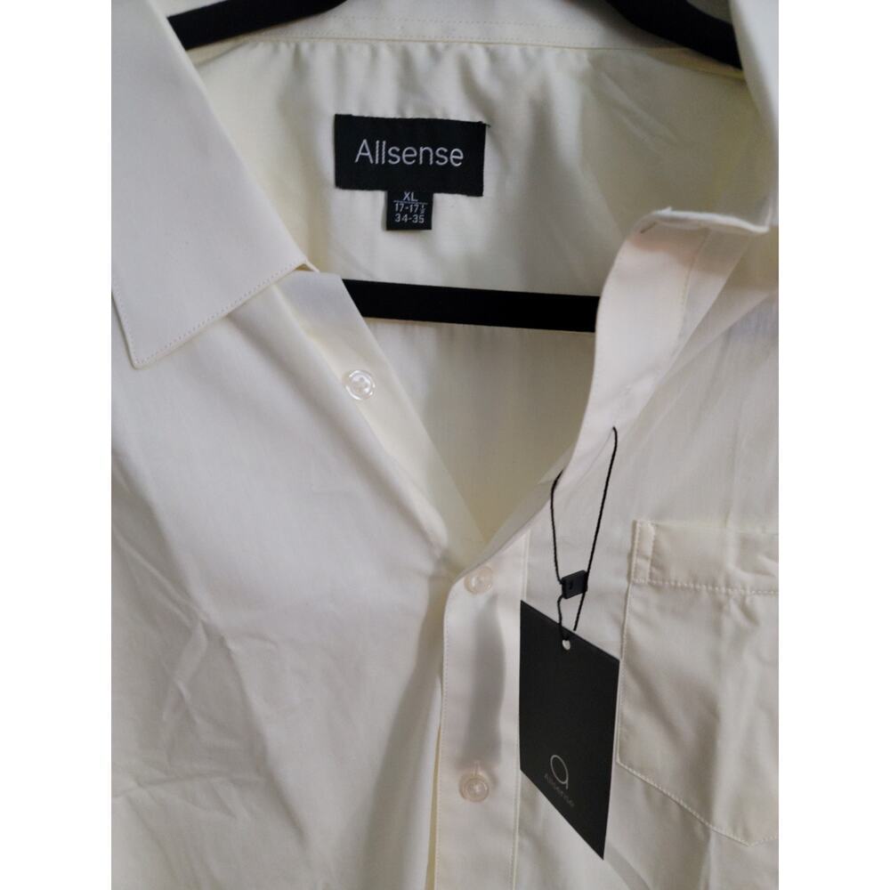 Allsense Men's Formal Button Down Yellow Dress Shirt Size XL - Picture 2 of 4